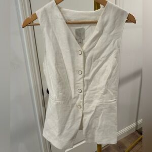 Elegant White Sleeveless Top linen vest